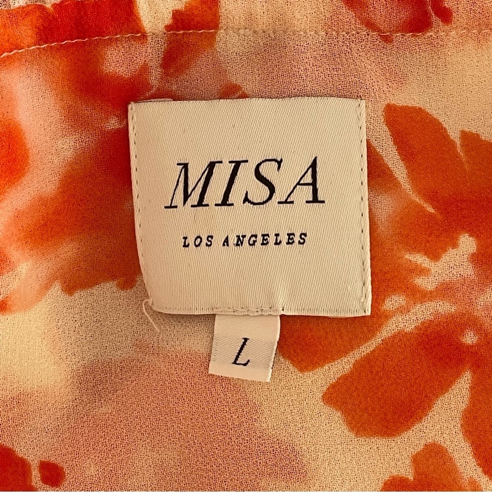 Misa Los Angeles Dress L Floral Chiffon Coquette Resort Smocked Tiered Lorena - Picture 8 of 9